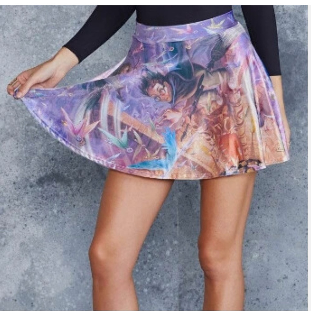 Blackmilk clothing Harry Potter Winged Keys velvet pocket skater skirt medium